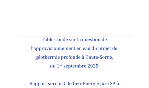 Rapport de Geo-Energie Jura relatif à l'approvisionnement en eau  du projet